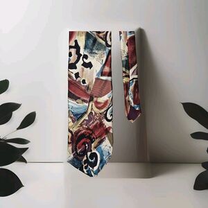 Hardy Amies Mens Tie - All London Silk - Abstract Colorful Pattern 56.5" x 3.5"